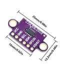 Front view of Dope Time Of Flight VL53L0X Laser Ranging Sensor Breakout Module I2C for Distance Measurement, purple board with dimensions.