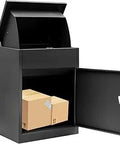 Outdoor Extra Large Package Delivery Box Lockable Anti Theft Parcel Mailbox in galvanized steel, open showing parcels inside.