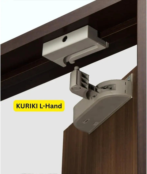 Interior Door Soft Closer Quieting Rough Door Swings And Muting Loud Slam Bangs On Regular Hinged Doors Up To Ninety Nine Pounds Hassle Free Left Mount Gray viewed from above, showing left mount mechanism.