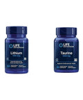 Lithium Orotate 1000 Mcg And Taurine 1000 Mg Supplement For Brain Health Memory Mood Cognition Longevity And Heart Liver Muscle And Exercise Performance Support For Daily Energy And Focus bottles front view