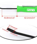 Mini Pocket Pry Bar Set of 3 With Pocket Clip in Green, 4.4 Inch Length, close-up of tip dimensions and handle side view
