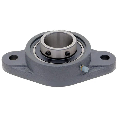 Two Pack 2-Bolt Flange-Mount Ball Bearing Unit With Cast Iron Housing, Insert Bearing, 1-3/4 Inch Bore, Set Screw Locking