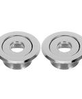 Metal Fire Sprinkler Protector Plates Decorative Escutcheon Ring Covers Recessed Ceiling Two Pack 24 Mm Size in shiny steel finish.