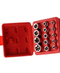 14-Piece Female E-Star Socket Set E4 To E24 Drive With External Hex Sleeve Kit for Impact Wrench in red case hard steel
