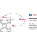 30 Series 30mm By 30mm Aluminum T Slot Extrusion With Four Open T Slots 610mm Length Clear Anodize For DIY CNC Routers Linear Rails And Framing 8020 Style Modular Aluminum Profile, 30mm cross-section diagram
