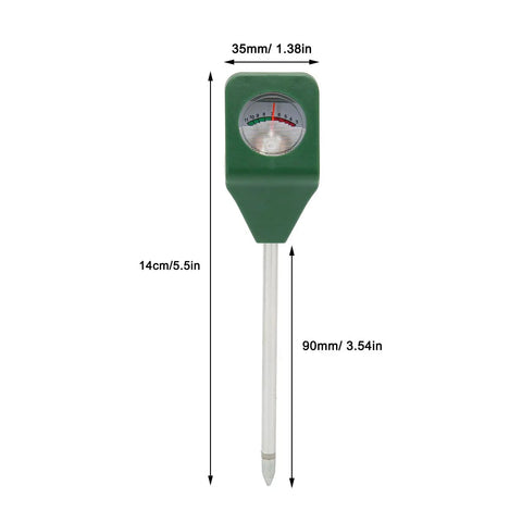 Battery-free single probe soil pH meter with measurements, 14 cm length, ABS plastic, ideal for garden and lawn care.