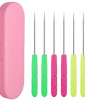 Six Piece Cookie Scribe Tool Set Featuring Durable Iron Pins And Comfortable Plastic Handles For Flawless Sugar Cookie Decorating And Sweet Baker Crafts That Are Total Game Changers, with assorted needle colors and storage case.