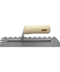 Half Inch Square Notch Carbon Steel Trowel With Wooden Handle For Thinset And Mortar Eleven Inch By Four And A Half Inch Blade