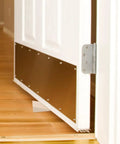 Two Pack Wooden Door Stop Wedge Shape Keeps Doors Open And Prevents Slamming Sturdy Beige Non Slip Door Stopper in use
