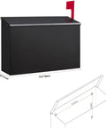 Outdoor Wall Mount Mailbox With Flag Kit And 0 To 9 Number Stickers, Galvanized Steel Rustproof Post Box For Exterior Use, dimensions shown