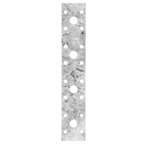 Hot dip galvanized steel mending plate, 3/32 inch thick, for solid wood assembly and structural repairs.