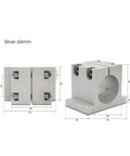 Built Tough CNC Spindle Clamping Bracket For 65Mm And 80Mm Motors Premium Aluminum Alloy Design, silver, 65mm size, mounted side view.