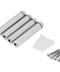 Heavy Duty Stainless Steel Glass Standoff Holder Kit For Wall Display With Hollow Design And Self-Tapping Screws, 12x60mm, 4-piece set