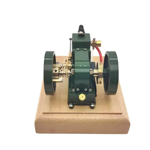 Old School Hit And Miss Engine Kit With Evaporative Water Cooling Mini Four Stroke Mechanical Motor Flywheel on wooden base