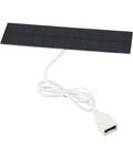 Monocrystalline 2W 5V Solar Panel Charger With USB Output, black panel with white cable, compact design, for outdoor use