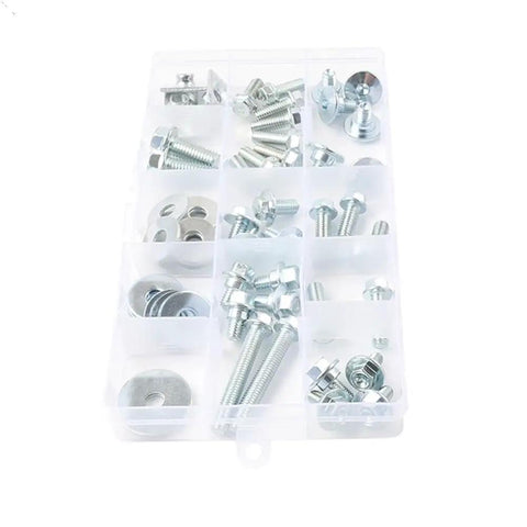 62 Pcs Carbon Steel Fasteners Bolts Washers And Nuts Kit For CR250R 1988 1996 Dirt Bike Replacement Hardware BK5075 Zinc Plated For Durability Wear Resistance And Easy Install, in organizer box