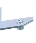 Close-up of Rock Solid L Shaped Corner Brace Bracket 35x13mm showing steel material and mounting screw for solid support.
