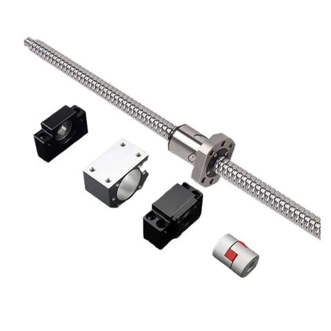 Heavy Duty SFU2005 Ball Screw Kit With Full Support And Coupling For CNC Builds, Includes DSG20H Nut Housing, BK/BF15 End Brackets, And Precision Machined Parts Perfect For DIY Machine Tool Projects, 700mm ball screw kit with coupling and end supports