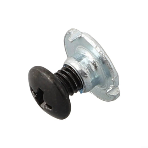 Close-up of a black buckle screw for quad and inline skates, visible threading and metal build, part of Replacement Screws For Roller Skates 50 Pack Black Buckle Screws For Quad And Inline Skate Hardware Repair And Maintenance 8mm Metal Fixing Screws For Durable Secure Fastening And Quick Easy Fixes.