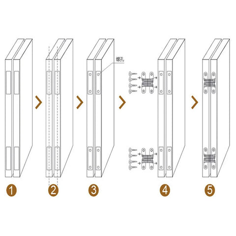 Diagram of Two Pack Sleek Concealed Cross Hinge For Cabinets And Front Doors 180 Degree Hidden Hinge installation.