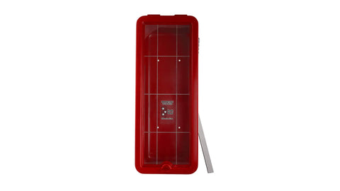 3 Pack Red Surface Mount Fire Extinguisher Cabinet with Breaker Bar for 5 lb Extinguisher Lock Box, high impact polymer construction.