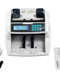 Premium Automatic Money Counter With Top Notch Uv Mg Ir Bill Detection and Blazing Fast Multi Currency Counting For Canada Polymer Cash, front view with display and controls.