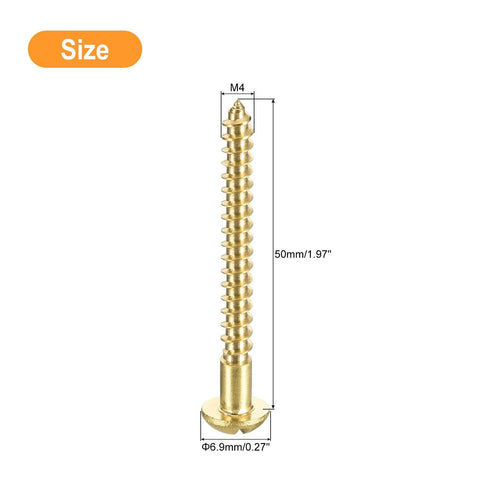 M4 X 50mm Brass Wood Screws Slotted Round Head Self Tapping For Woodworking Pack Of 20 Durable And Corrosion Resistant