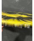 Yellow And Black Resin Lazy Susan With Gold Leaf Floral Centerpiece edge view showing color details