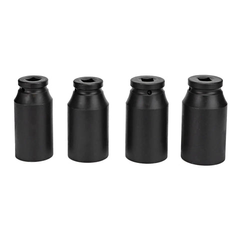 Pro Heavy Duty Impact Socket Set For Fastener Rotten Repair With 12 Point Adapter Kit To Fix Stripped Bolts And Nuts In Cars Or Trucks Quick And Easy Professional Grade Steel Tools, four black steel sockets