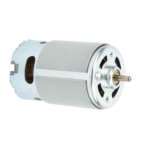Real RS550 Electric Motor 22000 RPM High Spin Brushed DC Motor For Cordless Drills, showing a close-up of the motor's silver housing.