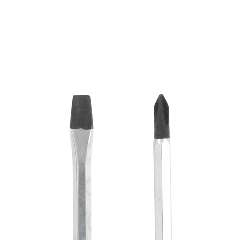 Close-up of two screwdriver tips from the Two Piece Pocket Screwdriver Set For Precision Repairs.
