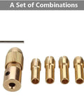 Brass Drill Chuck Set 0.5-3mm For Rotary Tools, Mini Twist Chucks Adapter, Fits 3.17mm Shafts, Includes Collets And Wrench