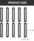 Adjustable Flat Plate Braces For Wood 10 Piece Set In Stainless Steel With Black Finish, product size shown with dimensions