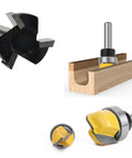 Slab Flattening Router Bit Set With Ball Bearing Dish For Bowls And Trays, featuring YG6 carbide cutters and wood cutting application.