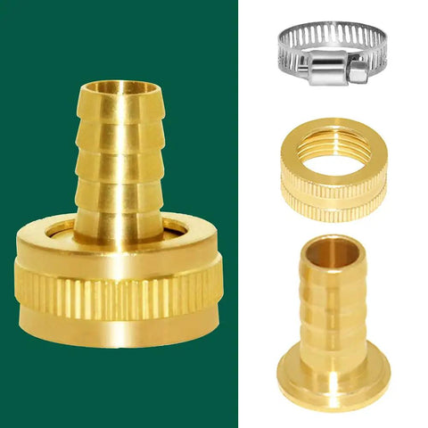 Brass Garden Hose Repair Connector 5/8 Barb To 3/4 GHT Female Adapter For Leak Free Connection Rust Resistant And Built Tough For Quick Hose Fix And Easy Backyard Setup with clamp