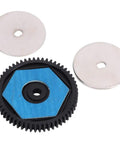 Beefed-Up RC Car Gear Set With 56T Spur Gear And 13T Pinion, Metal Construction For SCX10 II, shown with metal discs