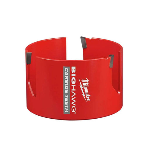 Milwaukee Big Hawg hole saw with carbide teeth, red front view