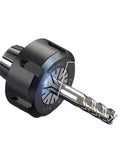 High Precision 65Mn Steel ER32 Spring Collet Chuck Set With Nuts For CNC Machines 1-16mm Range with a drill bit attached.