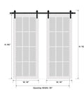 Diagram of Durable Double Barn Door 36 X 96 Inches With White Silk And Black Glass Finish Includes Beefy 13Ft Rail Hangers