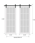 Knockout Double Barn Doors Featuring Frosted Glass Panels And A Slick Matte Black Finish dimensions 96in height 35in opening width