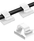 Upgraded 50 Pack Cable Clips With Strong Adhesive Tapes For Wire Clips And Cord Organizer, white clips holding black cable