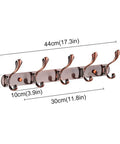 Heavy Duty Stainless Steel Wall Coat Rack With Five Sturdy Hooks For Coats Hats Robes And Towels sleek bronze finish dimensions shown