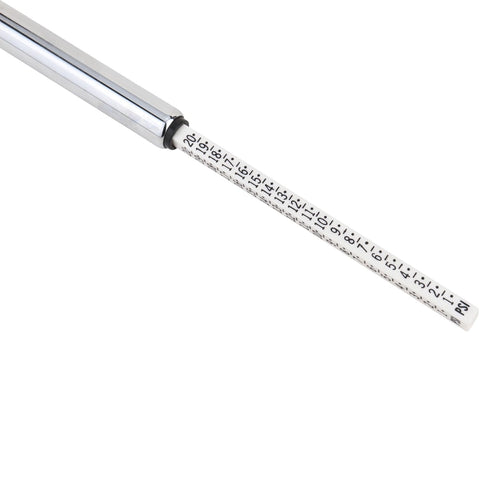 Pencil Tire Pressure Gauge 2 To 20 PSI With Built In Deflator Heavy Duty Stainless Steel Single Head Air Chuck showing scale