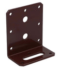 Heavy Duty Steel Angle Corner Brace L Shaped Reinforcement Fastener Plate 80 By 40 By 75mm Powder Coated Rust Resistant woodworking hardware, showing a single brown metal brace.