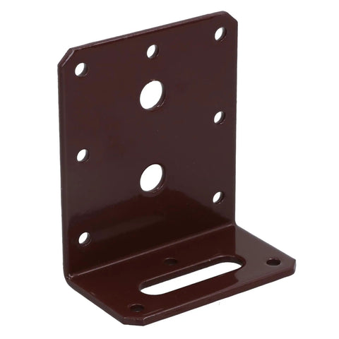 Heavy Duty Steel Angle Corner Brace L Shaped Reinforcement Fastener Plate 80 By 40 By 75mm Powder Coated Rust Resistant woodworking hardware, showing a single brown metal brace.