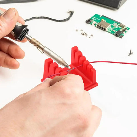 Magnetic Helping Hands Soldering Station With Five Slot Wire Holder Clamp Pro Grade Third Hand Soldering Iron Stand in use