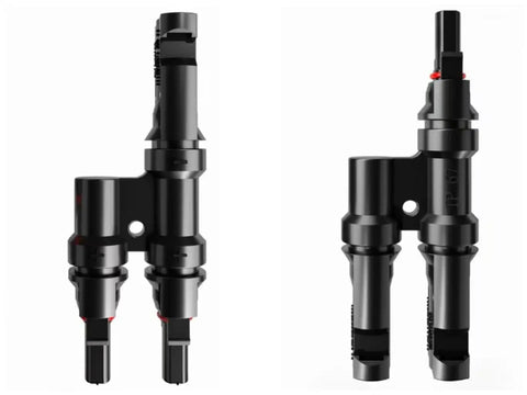 4 Pack Solar Y Connectors For Parallel Panel Wiring M To FF And F To MM 1 To 2 Cable Plug Kit, black plastic connectors