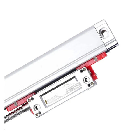 Close-up of Ultra Accurate KA300 Linear Scale Encoder with 0.005mm resolution, showing measurement markings and optical component.