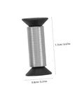 Knife handle rivet screw (front view): silver metal cylinder with black conical ends, 1.7 cm by 0.8 cm