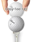 Big Easy White Golf Tees Set With 0.75 Inch Big Head 3.25 Inch Adjustable Height golf ball shown with hand
